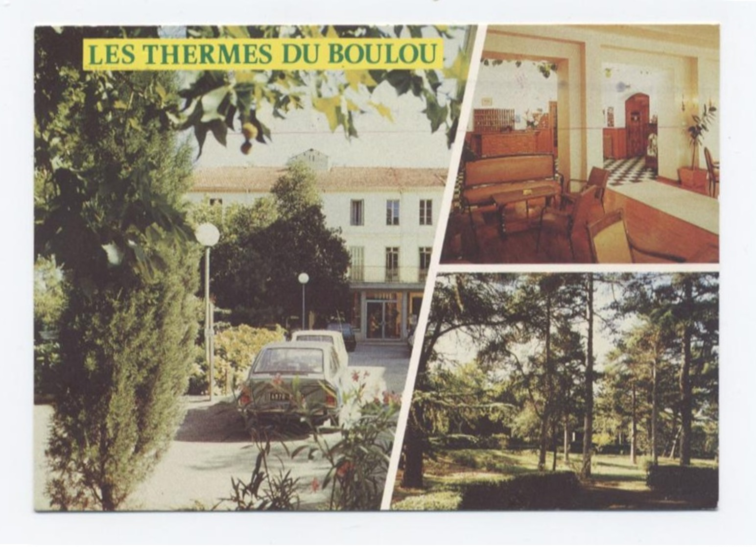 66-LES THERMES DU BOULOU HOTEL THERMAL ET PARC-VOITURES -  Dos Scanné- B12 - Autres & Non Classés