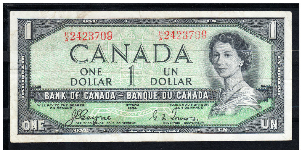 CANADA 1954 BANK OF CANADA/BANQUE DE CANADA . 1 DOLLAR. ELISABETH II    MBC..B160 - Canada