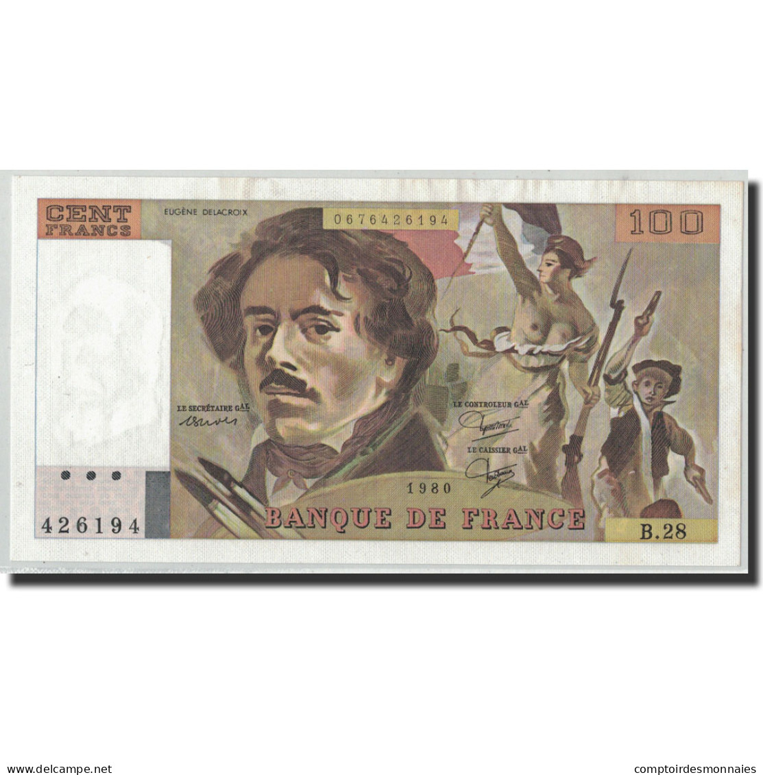 France, 100 Francs Delacroix, 1980, SPL, Fayette:69.4a, KM:154b - 100 F 1978-1995 ''Delacroix''