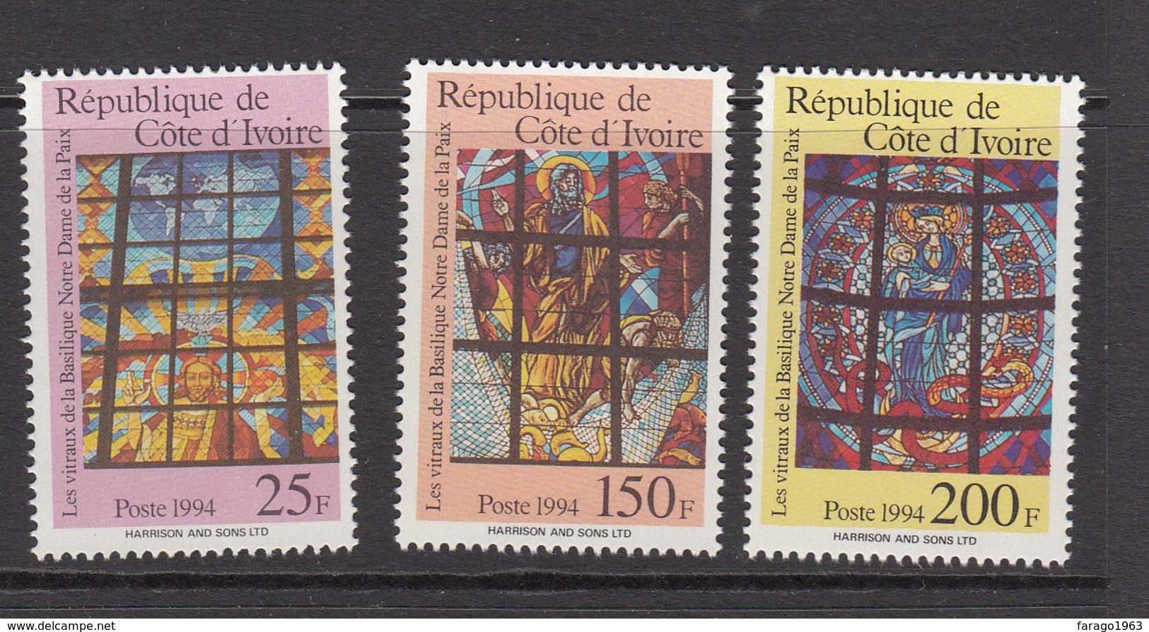 1994 Cote D'Ivoire Ivory Coast Basilica Church Art  Complete Set Of 3 MNH - Costa De Marfil (1960-...)