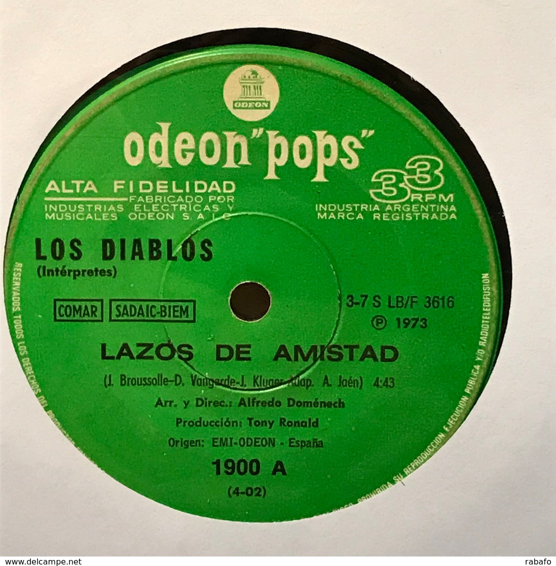 Sencillo Argentino De Los Diablos Año 1973 - Other - Spanish Music