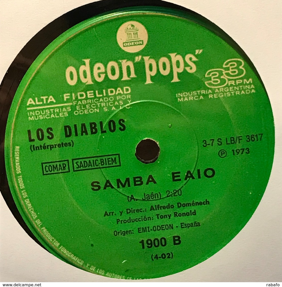 Sencillo Argentino De Los Diablos Año 1973 - Sonstige - Spanische Musik