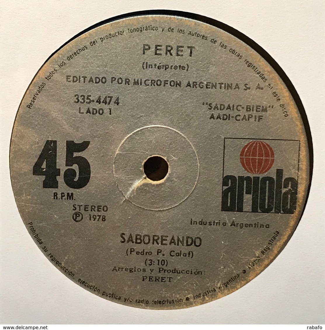 Sencillo Argentino De Peret Año 1977 - Sonstige - Spanische Musik