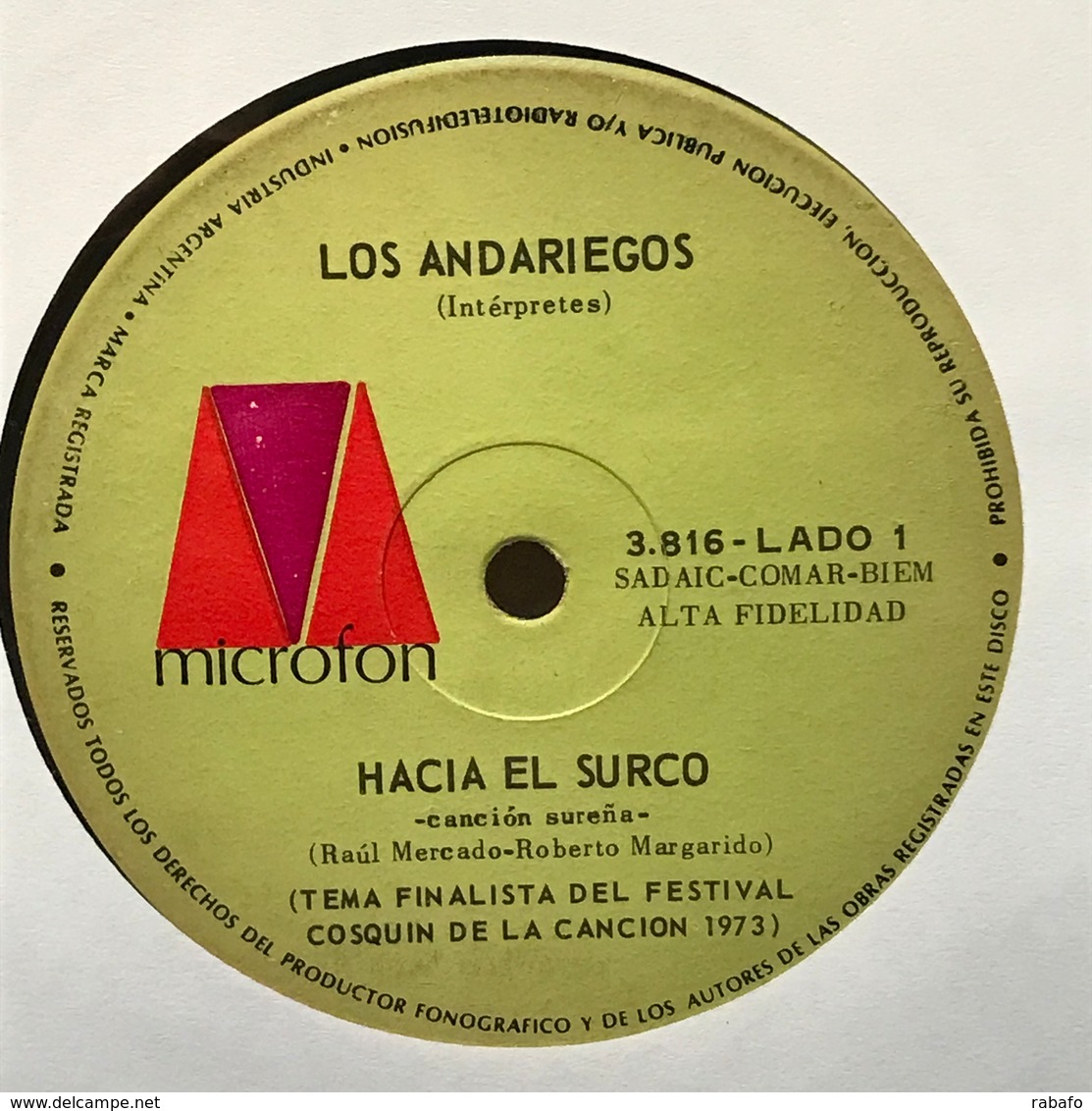 Sencillo Argentino De Los Andariegos Año 1973 - Música Del Mundo