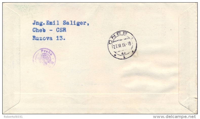 Czechoslovakia 1956 FDC 2th Five Year Plan Posted - Fabriken Und Industrien