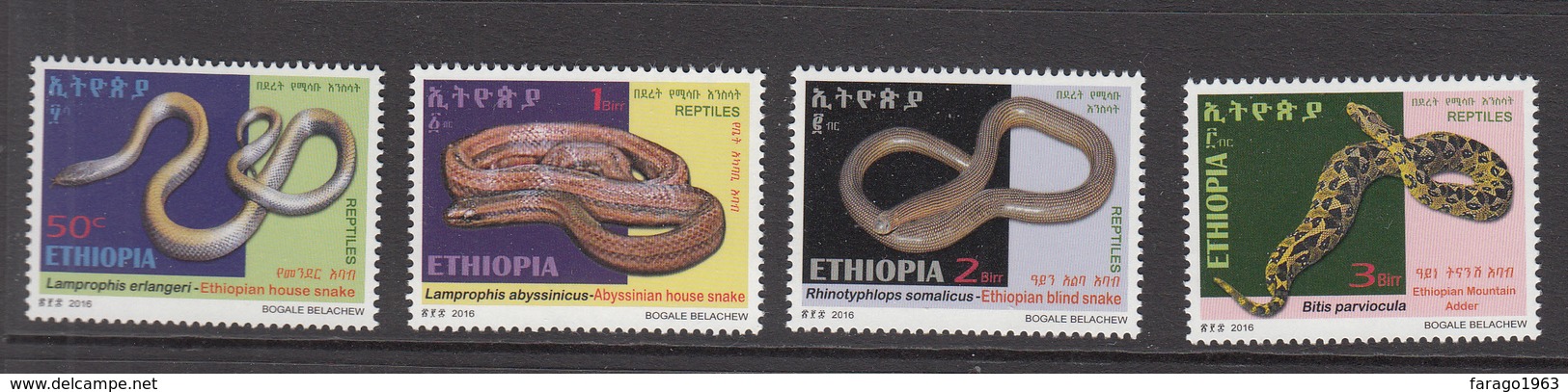 2016 Ethiopia Snakes Complete Set  Of 4 MNH - Äthiopien