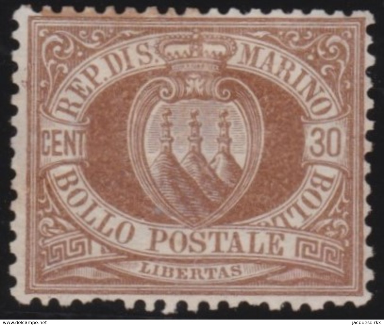 San  Marino       .   Yvert     .    6     .       *      .   Ongebruikt    .     /    .     Mint-hinged - Nuovi