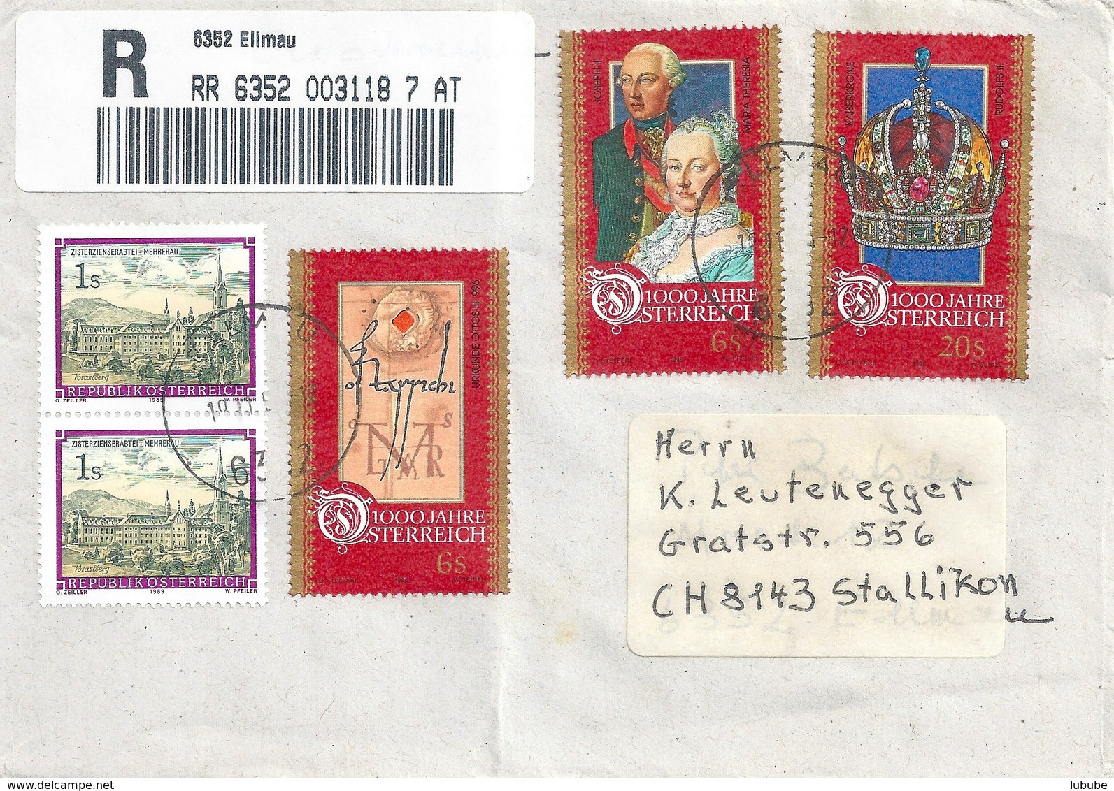 R Brief  Ellmau - Stallikon  (1000 Jahre Oesterreich)           1996 - Storia Postale