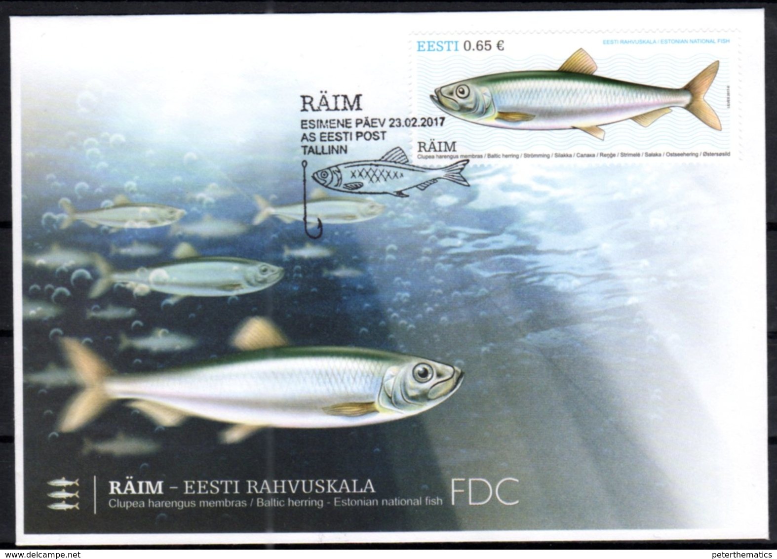 ESTONIA, 2017, FDC FISH, - Fishes