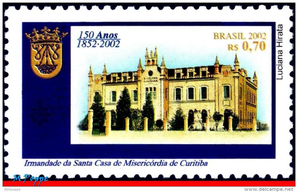 Ref. BR-2847 BRAZIL 2002 - CHARIFY HOSPITAL CURITIBA, , ST HOUSE, MI# 3246, MNH, ARCHITECTURE 1V Sc# 2847 - Medizin