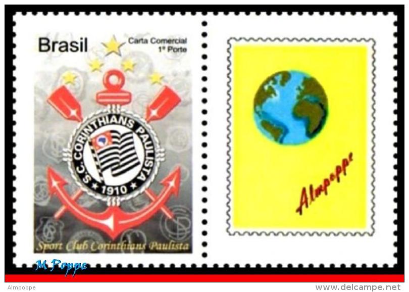 Ref. BR-3145-1 BRAZIL 2010 FOOTBALL-SOCCER, CORINTHIANS, FAMOUS CLUBS, , PERSONALIZED MNH 1V Sc# 3145 - Personalized Stamps