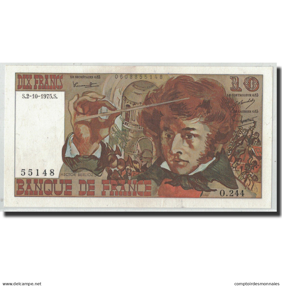 France, 10 Francs Berlioz, 1975-10-02, NEUF, Fayette:63.13, KM:150b - 10 F 1972-1978 ''Berlioz''