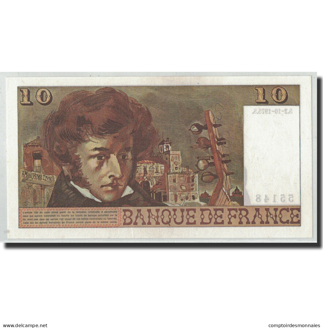 France, 10 Francs Berlioz, 1975-10-02, NEUF, Fayette:63.13, KM:150b - 10 F 1972-1978 ''Berlioz''