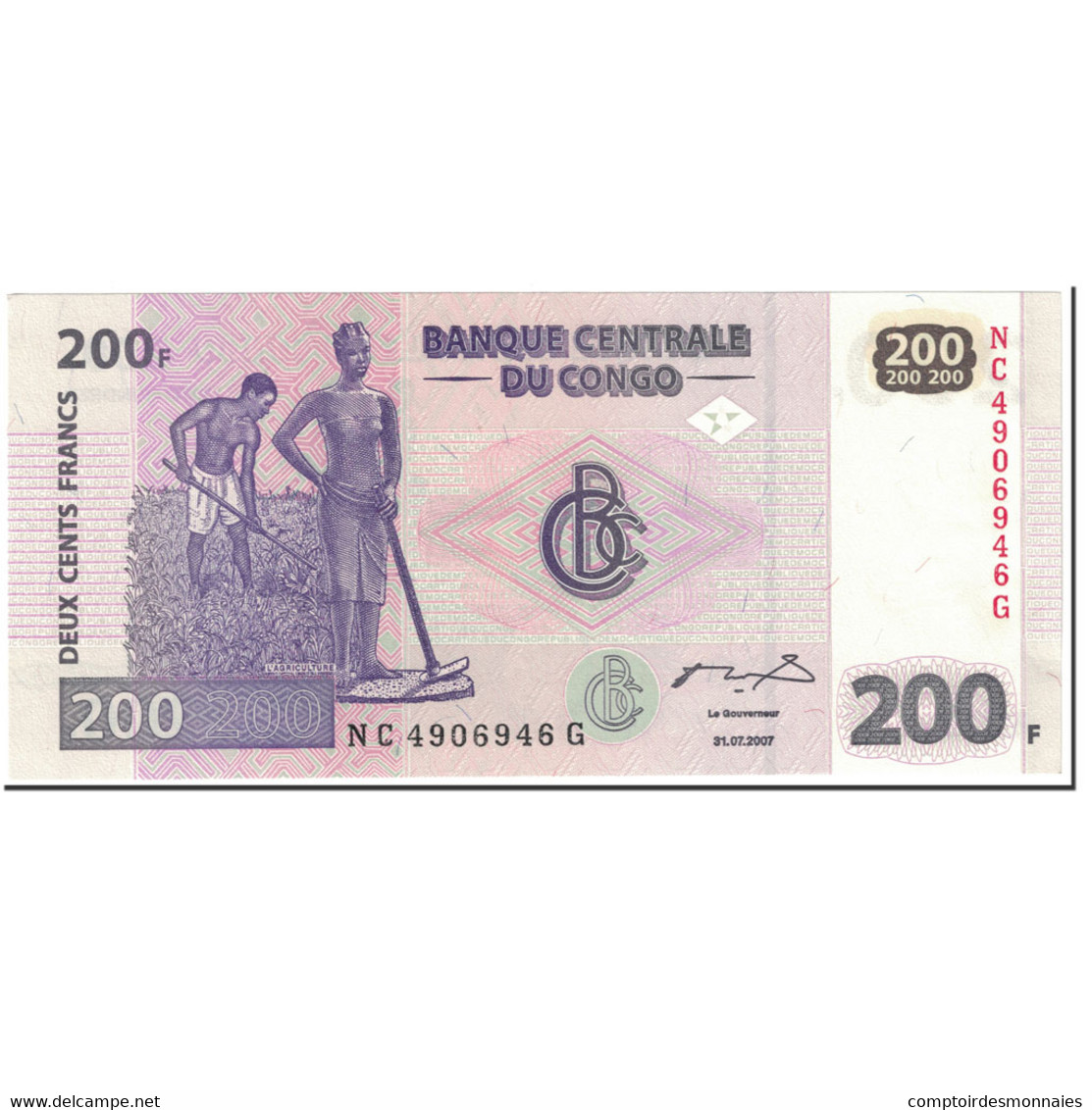 Billet, Congo Democratic Republic, 200 Francs, 2007, 2007-07-31, KM:99a, NEUF - Repubblica Del Congo (Congo-Brazzaville)