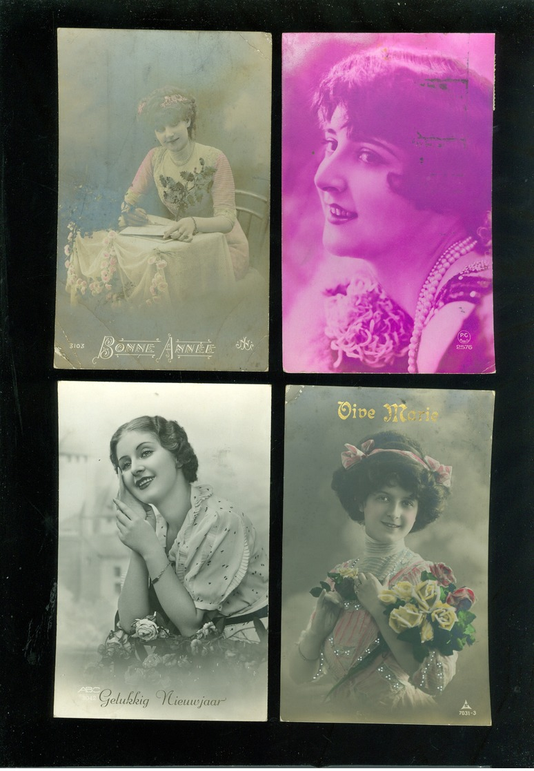 Beau lot de 60 cartes postales de fantaisie femmes femme   Mooi lot van 60 postkaarten fantasie vrouwen vrouw - 60 scans