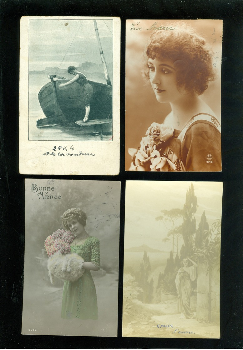 Beau lot de 60 cartes postales de fantaisie femmes femme   Mooi lot van 60 postkaarten fantasie vrouwen vrouw - 60 scans