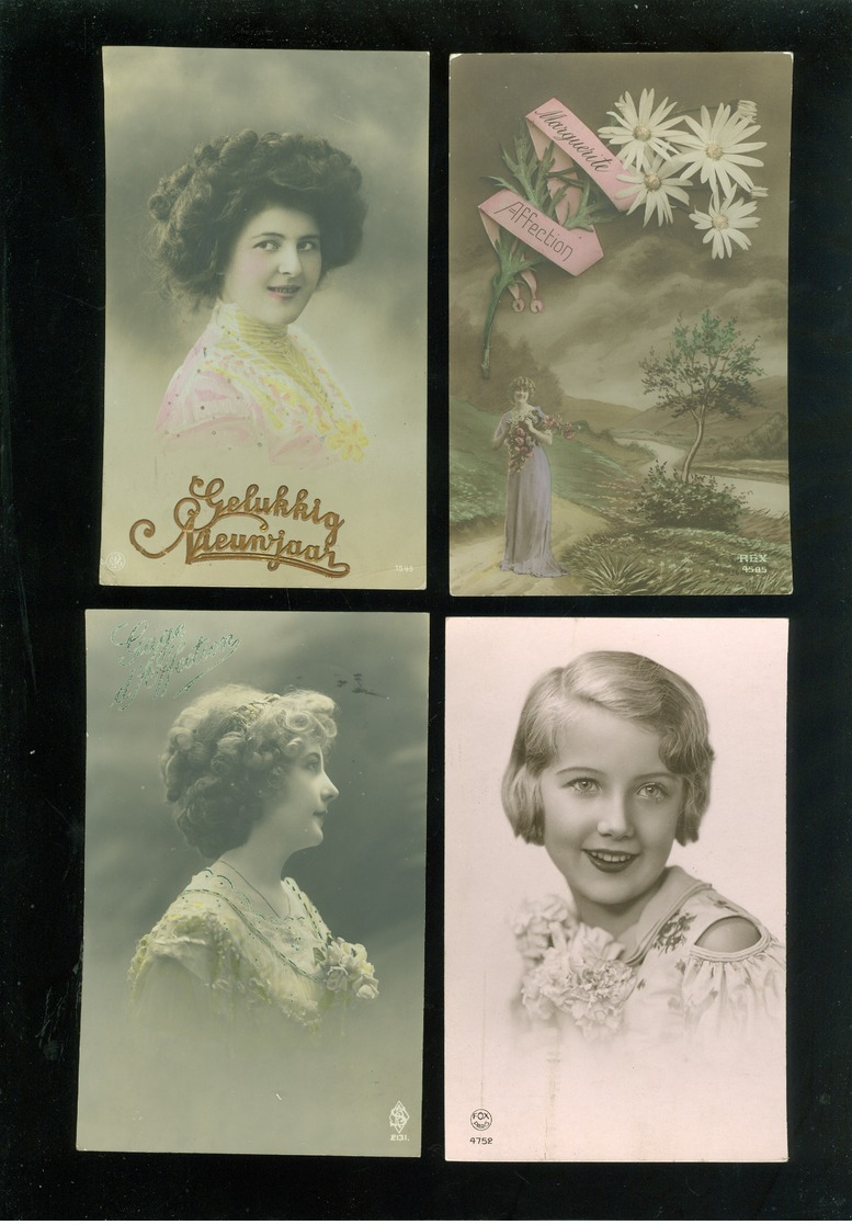 Beau lot de 60 cartes postales de fantaisie femmes femme   Mooi lot van 60 postkaarten fantasie vrouwen vrouw - 60 scans