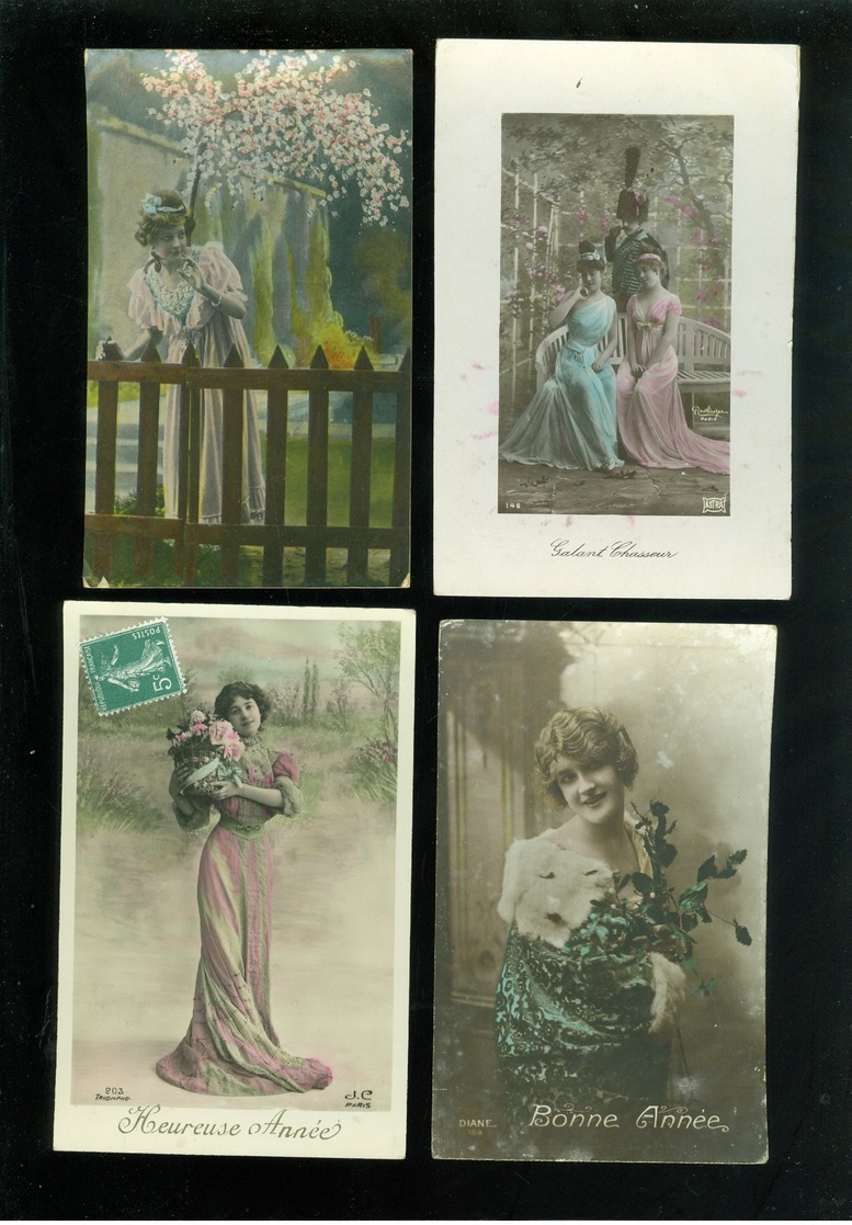 Beau lot de 60 cartes postales de fantaisie femmes femme   Mooi lot van 60 postkaarten fantasie vrouwen vrouw - 60 scans