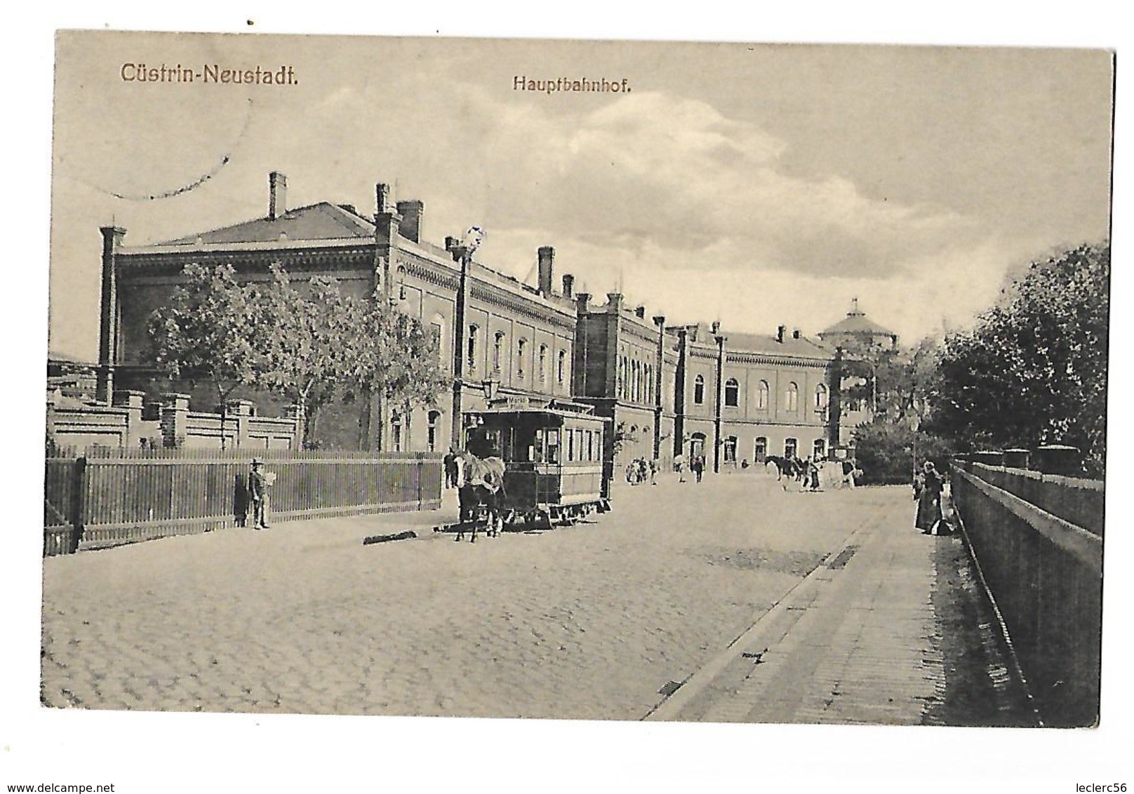 CÜSTRIN-NEUSTADT HAUPTBAHNHOF  Tramway à Cheval 1915 CPA 2 SCANS - Neumark