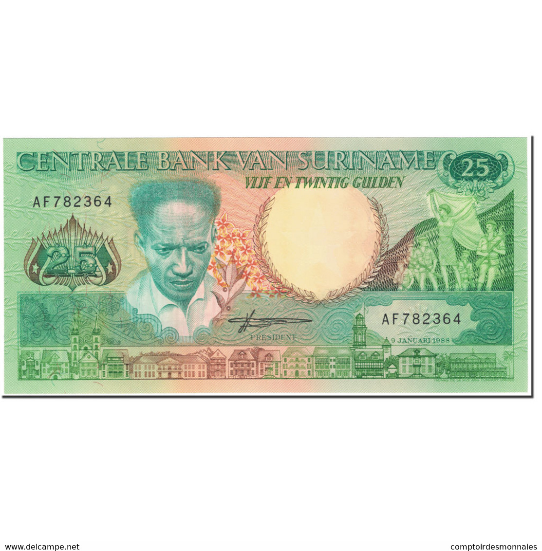 Billet, Surinam, 25 Gulden, 1988, 1988-01-09, KM:132b, NEUF - Suriname