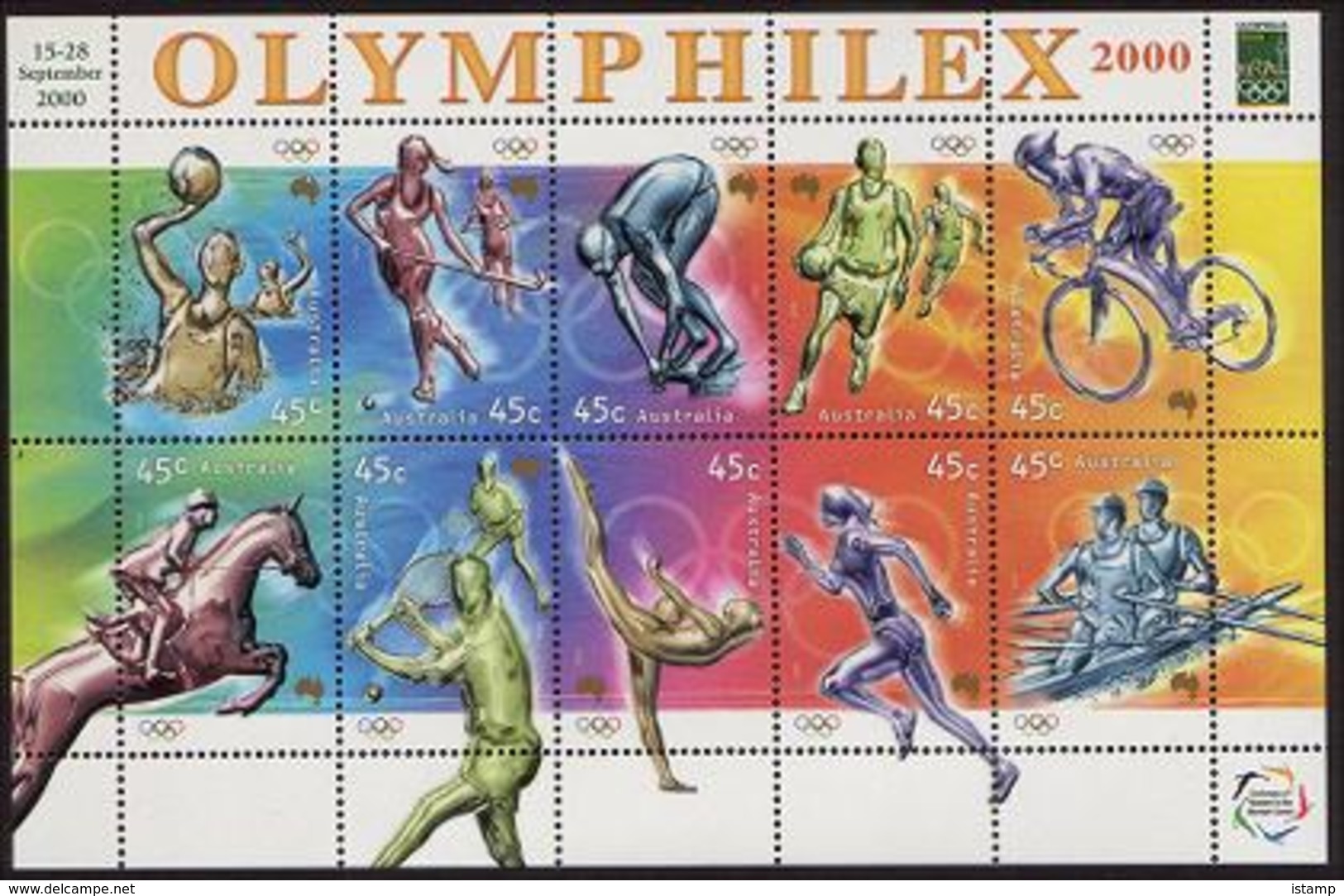 2000 - Australian OLYMPIC GAMES OLYMPHILEX Minisheet Minature Sheet MNH - Blocks & Sheetlets