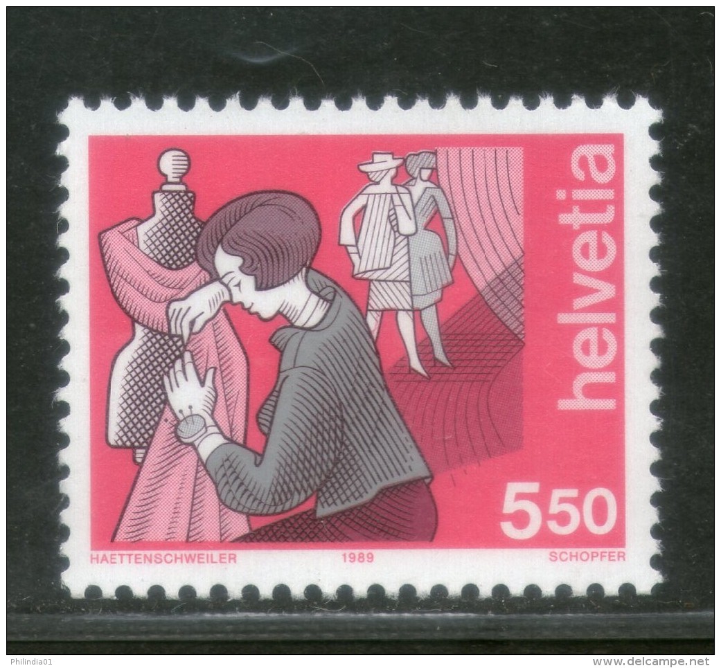 Switzerland 1989 Industry Dressmaker Fashion Design Sc 849 MNH # 134 - Tessili