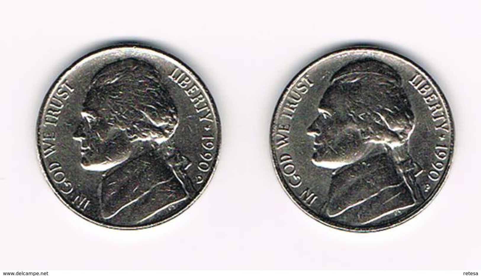 °°° U.S.A.  2 X 5 CENTS  JEFFERSON  1990 D + 1990 P - 1938-…: Jefferson