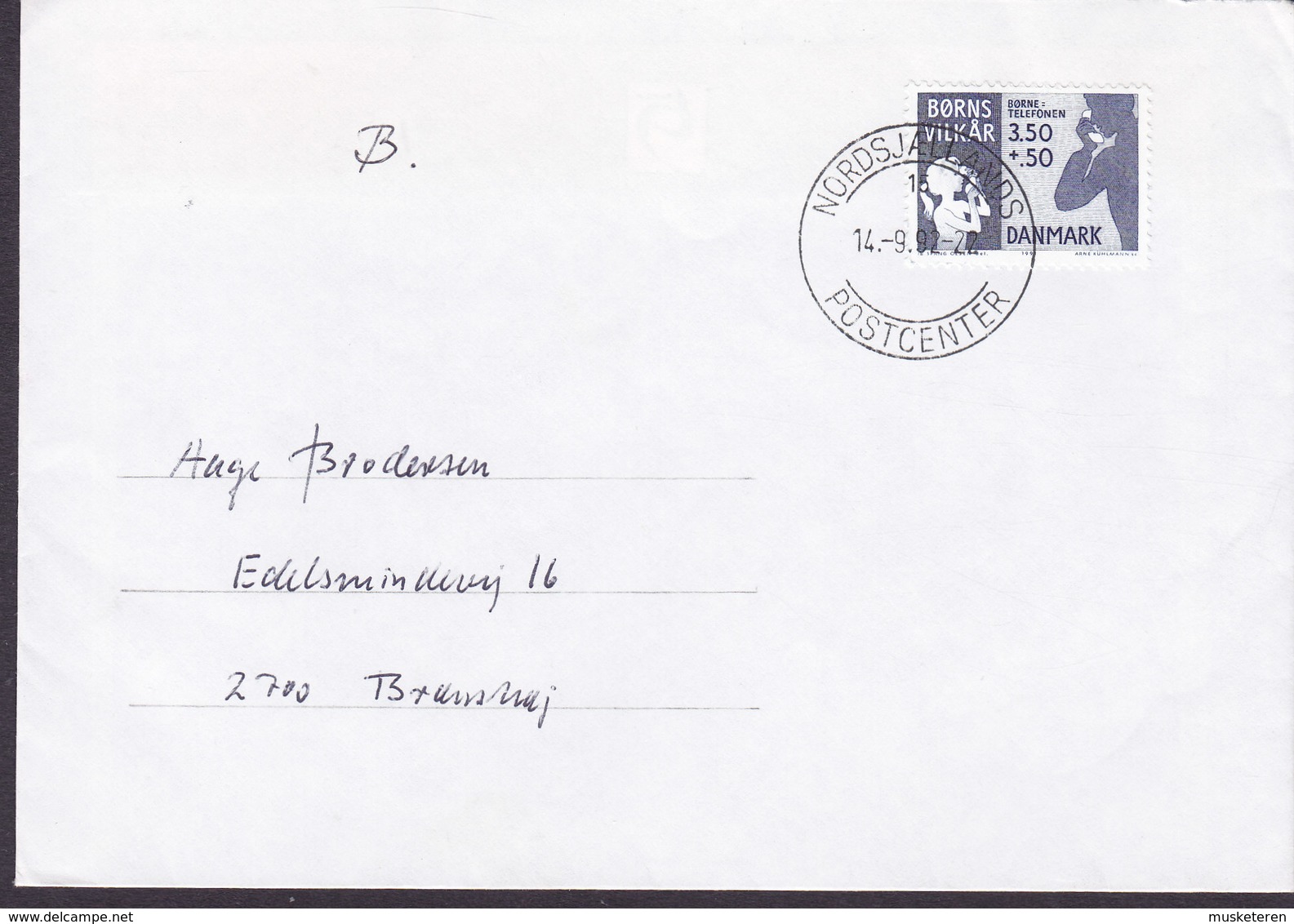 Denmark NORDSJÆLLANDS POSTCENTER 1992 Cover Brief BRØNSHØJ Denmark Childrens Terms Stamp - Briefe U. Dokumente