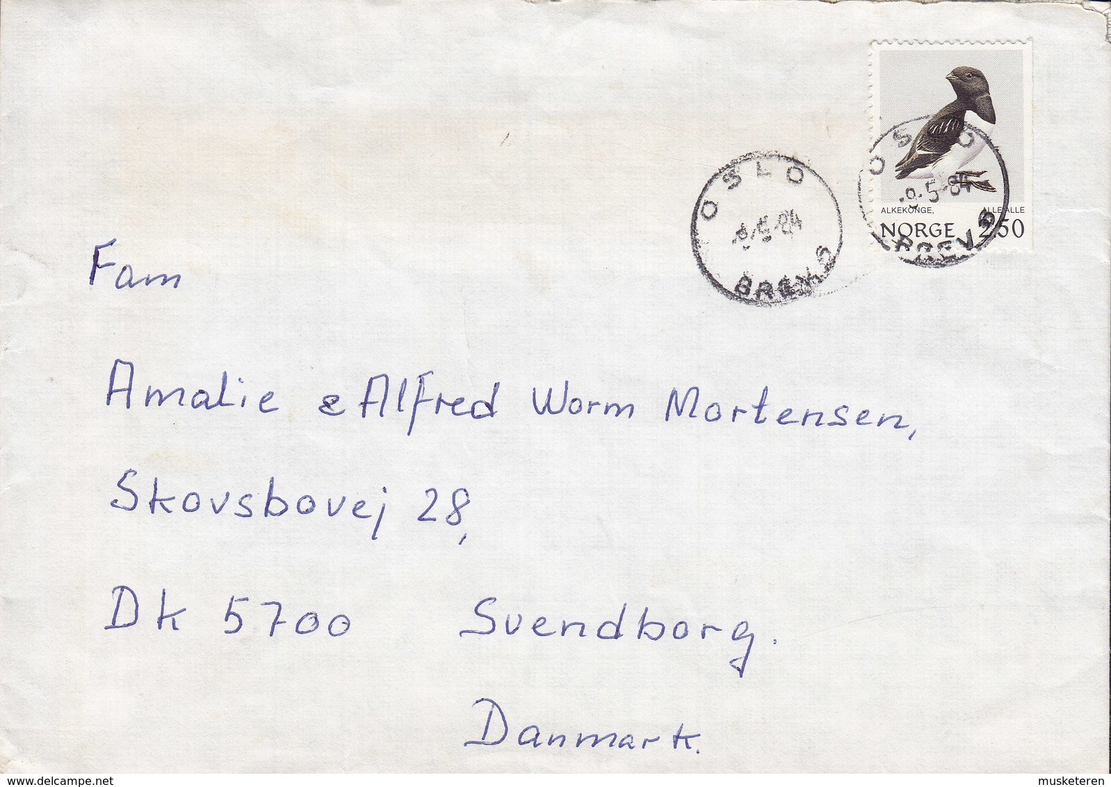 Norway OSLO 1984 Cover Brief SVENDBORG Denmark Bird Vogel Oiseau Stamp - Briefe U. Dokumente