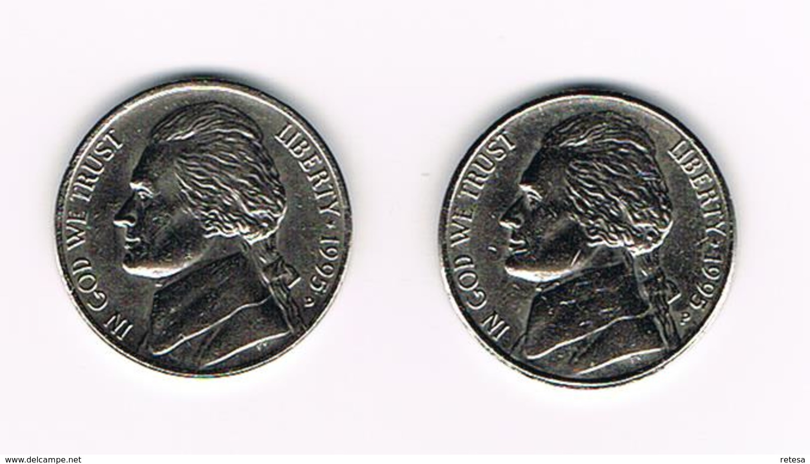 °°° U.S.A.  2 X 5 CENTS  JEFFERSON  1995 D + 1995 P - 1938-…: Jefferson