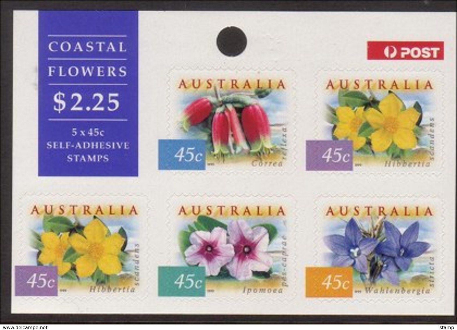 ⭕1999 - Australia Nature Of COASTAL FLOWERS - 5*45c Self Adhesive Sheetlet Pane Stamps MNH⭕ - Blocks & Sheetlets