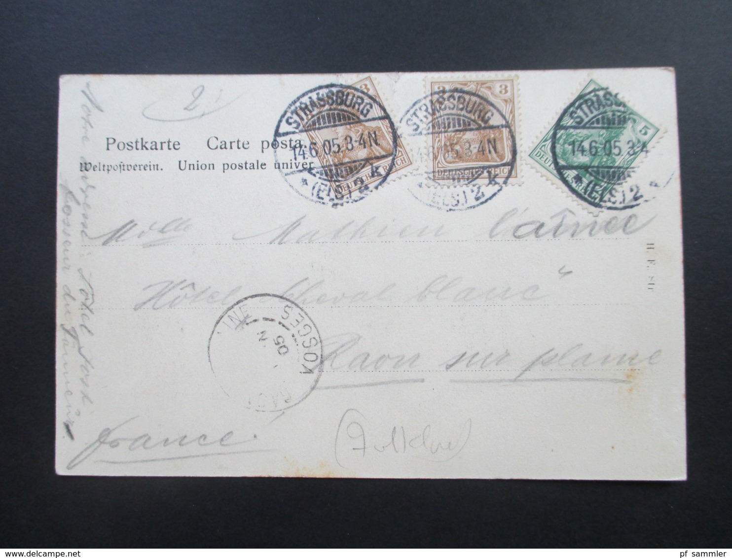 DR Elsass 1905 AK Trachten Elsässerin Alsacienne. Germania Frankatur Mit 3 Marken / 4 Stempel! Vogesen - Elsass