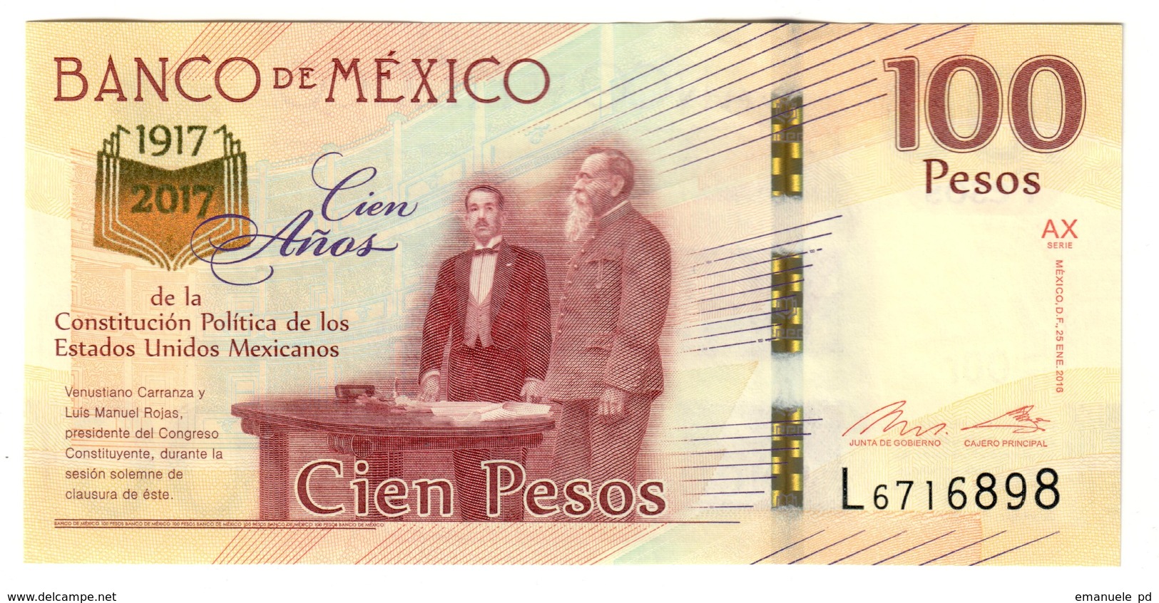 Mexico 100 Pesos 2017 Commemorative UNC - Messico