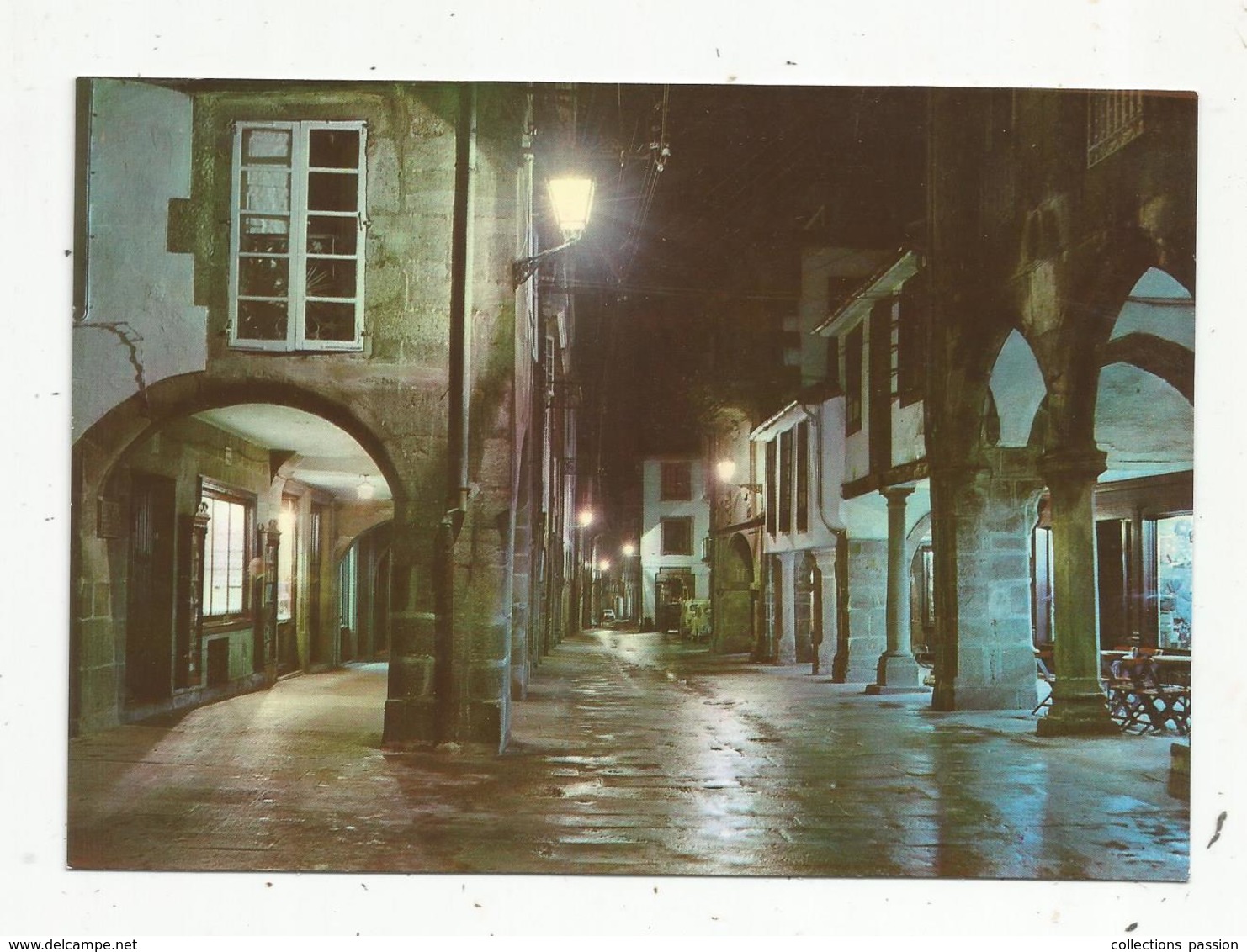 Cp , Espagne , SANTIAGO DE COMPOSTA , Rua Del Villar , Nocturna , Nocturne , écrite 1971 - Santiago De Compostela