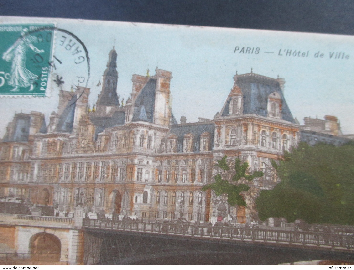 AK 1909 Paris L'Hotel De Ville. Stempel: Paris Gare Du Süd Ou....Bildseitig Frankiert! - Hotels & Gaststätten