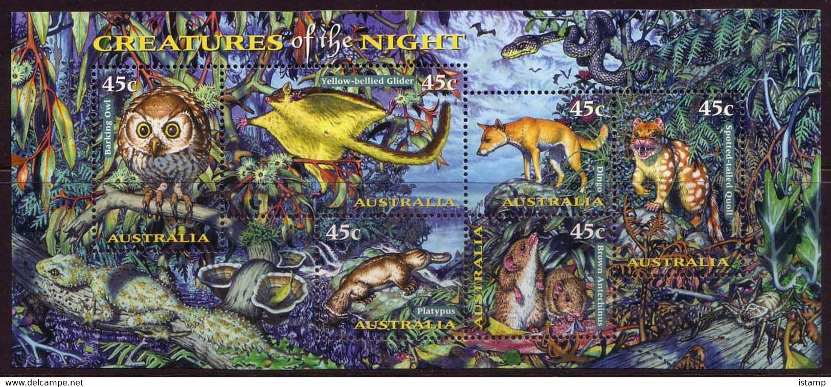 ⭕1997 - Australia CREATURES Of The NIGHT - Minisheet Miniature Sheet MNH⭕ - Hojas Bloque