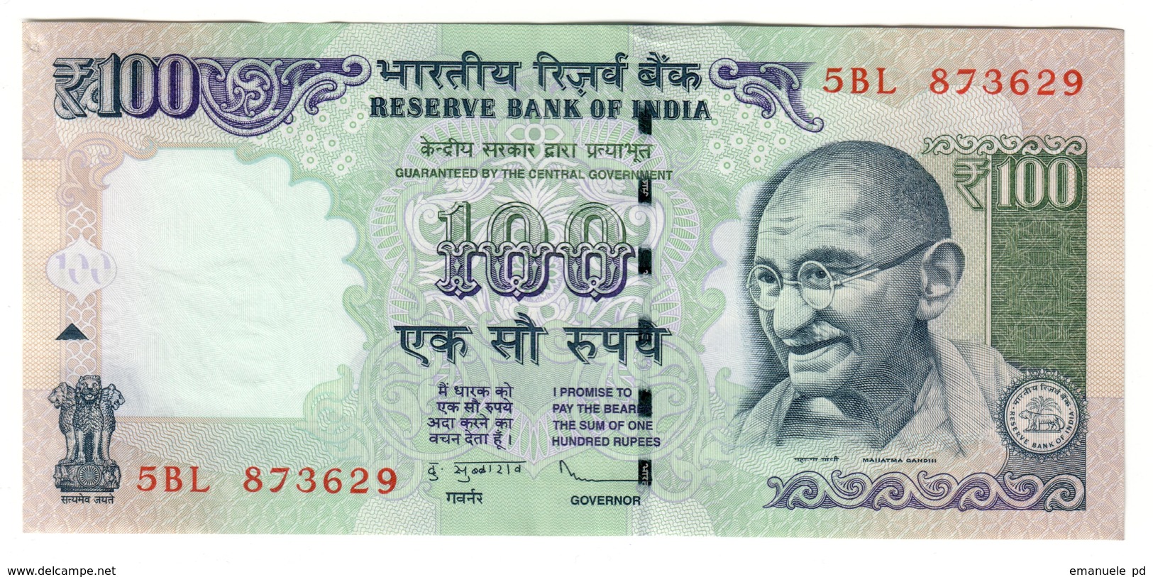 India 100 Rupees 2011 AUNC - 1 Pin Hole - India