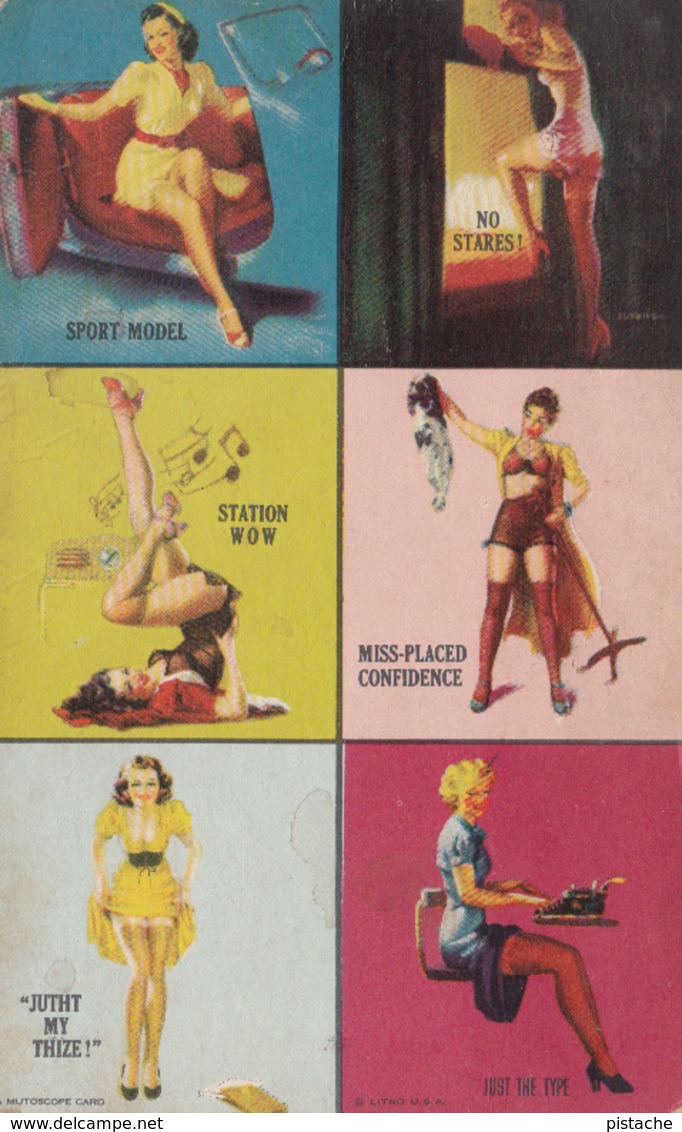 Sexy Pin-up - Multiviews -  Mutoscope Card - 1940-1945 - VG Condition - Blank Back - 2 Scans - Pin-Ups