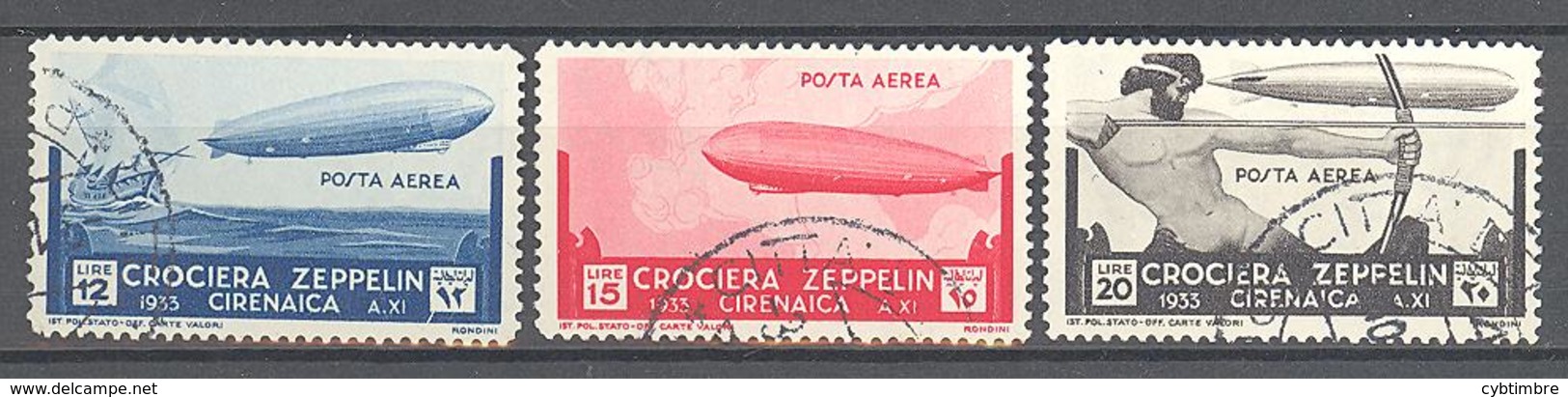 Cyrenaique: Yvert N°  A 15/17 °; Zeppelin; Cote 250.00€ - Cirenaica