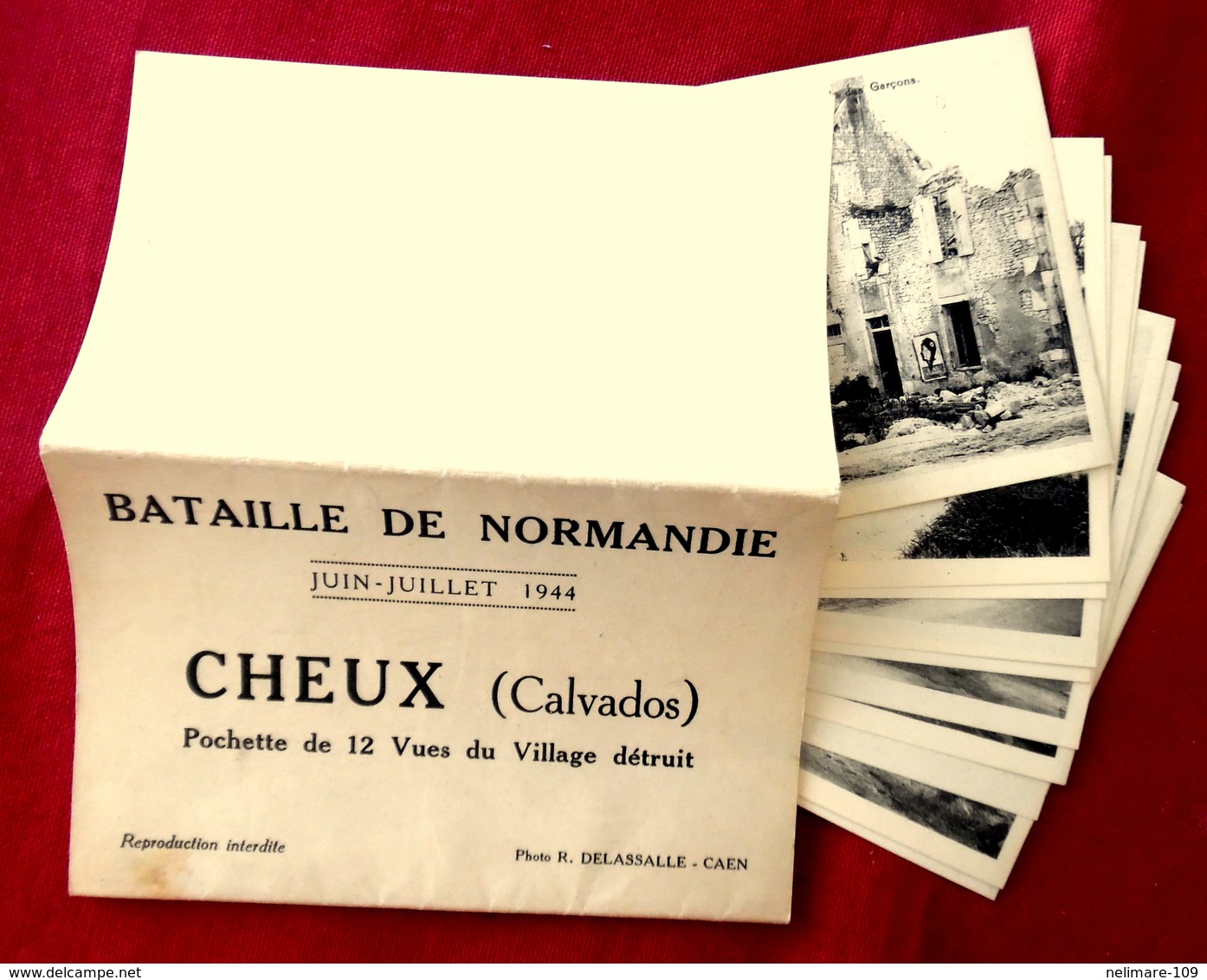 POCHETTE BATAILLE DE NORMANDIE 1944 CHEUX Près CAEN CALVADOS 14 Photos DELASSALLE - Caen