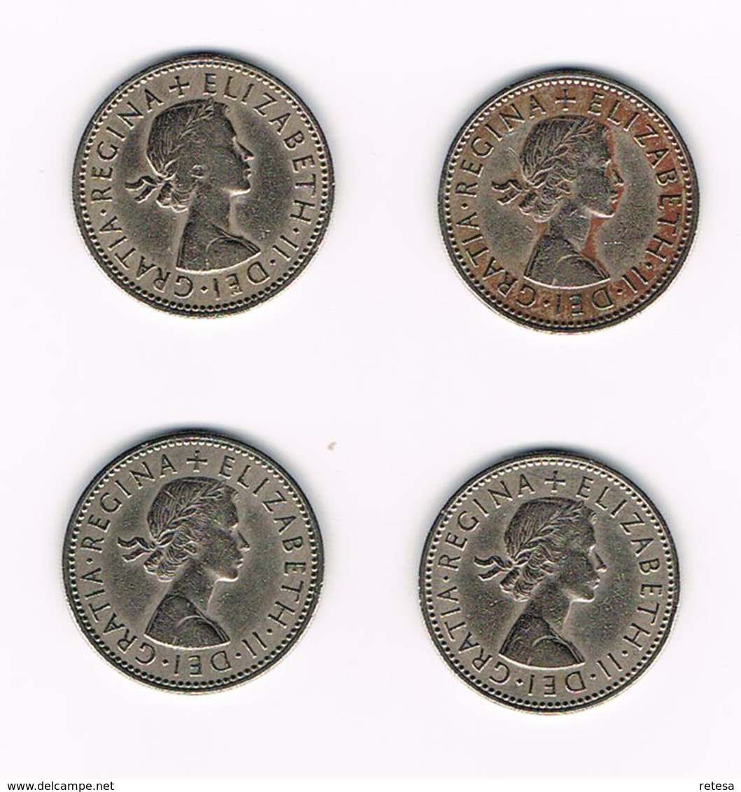 GREAT BRITAIN  4 X 1 SHILLING  1954/55/56/57  SCOTTISH  ARMS - I. 1 Shilling