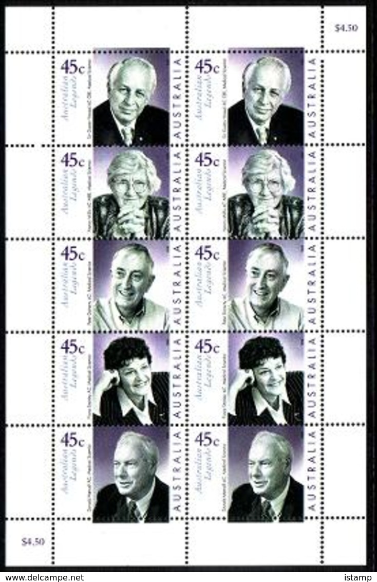 ⭕2002 - Australia Legends MEDICAL SCIENTISTS - 10*45c Sheetlet Stamps MNH⭕ - Hojas Bloque