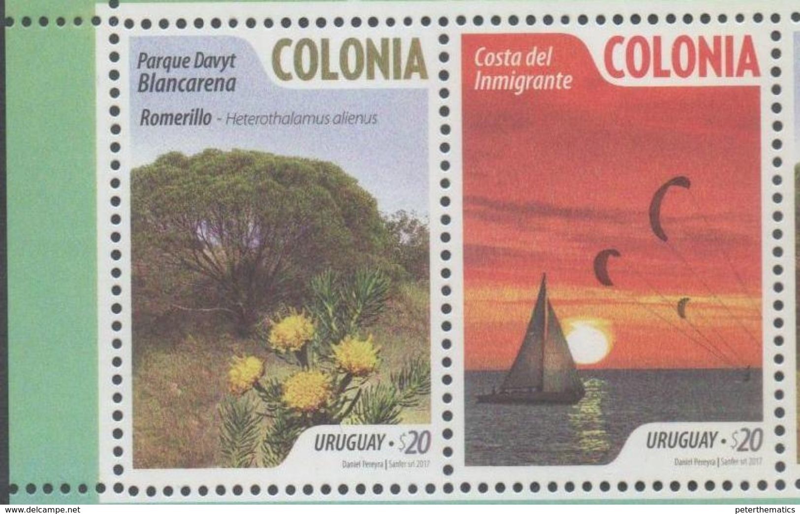 URUGUAY, 2017, TOURIST DESTINATIONS, COSTA DEL INMIGRANTE, FLOWERS, SAILING, BOATS, 2v - Other & Unclassified