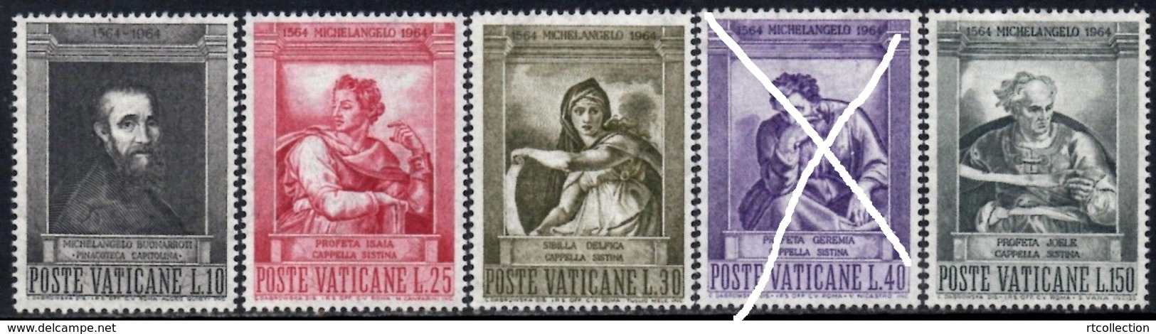 Vatican City 1964 Michelangelo Death Anniv Paintings Art Painter Famous People Stamps MNH SG 431-435 (one Is Missing) - Other & Unclassified