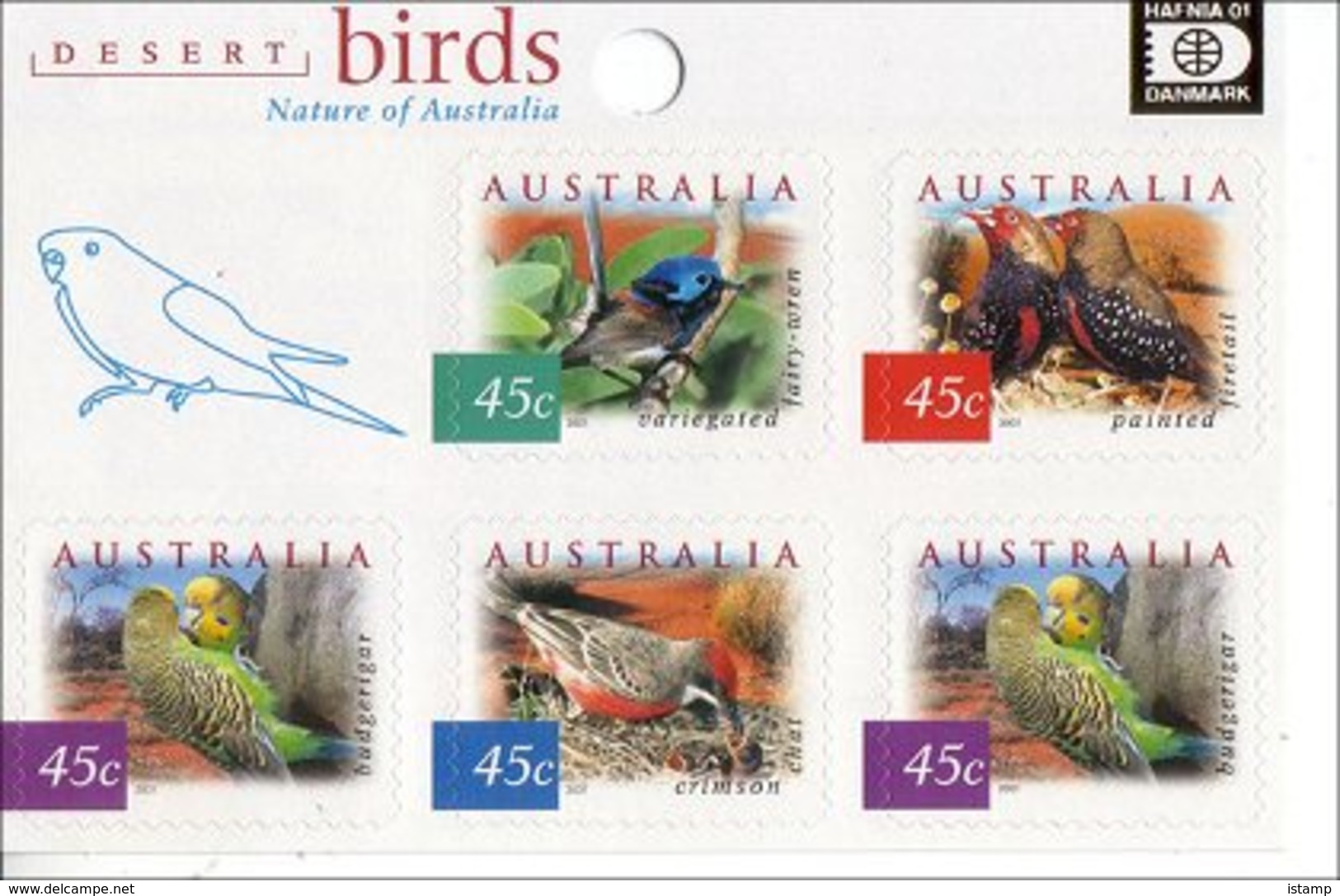 ⭕2001 - Australia Desert BIRDS 'overprint HAFNIA' - Souvenir Sheet Stamps MNH⭕ - Blocks & Sheetlets