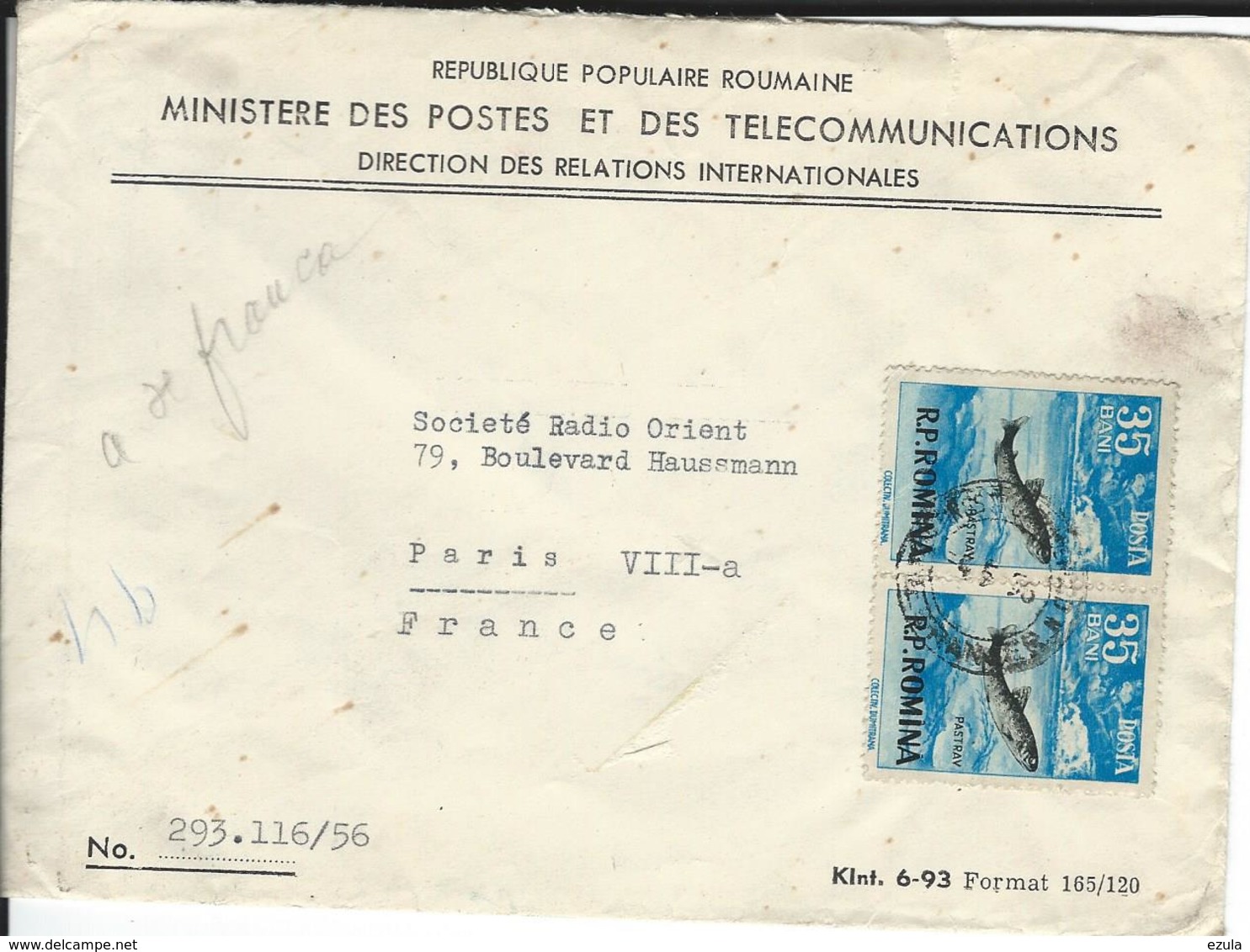 Lettre De ROUMANIE Pour La FRANCE Le 31/5/56 - Briefe U. Dokumente