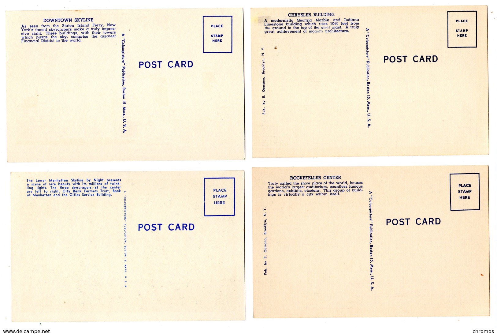4 Cartes Postales, New York City, Rockefeller, Crysler Buildings - Chrysler Building