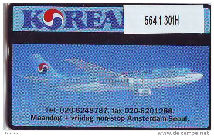 Telefoonkaart  LANDIS&amp;GYR NEDERLAND * RCZ.564.1  301H  * Korean Air * AIRPLANE * TK * ONGEBRUIKT * MINT - Avions