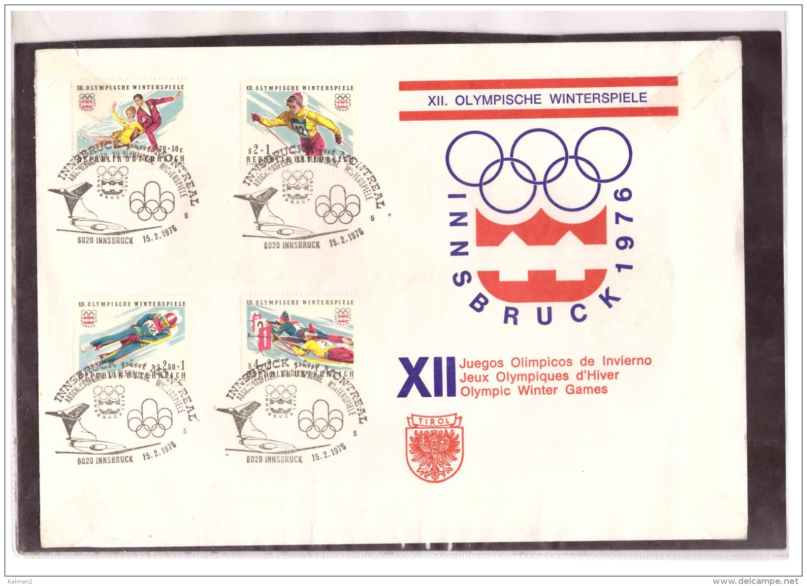 34      -      INNSBRUCK  15.2.1976   /     XII.  OLYMPISCHE WINTERSPIELE  ( MICHEL NR. 1499/1502 ) - Winter 1976: Innsbruck