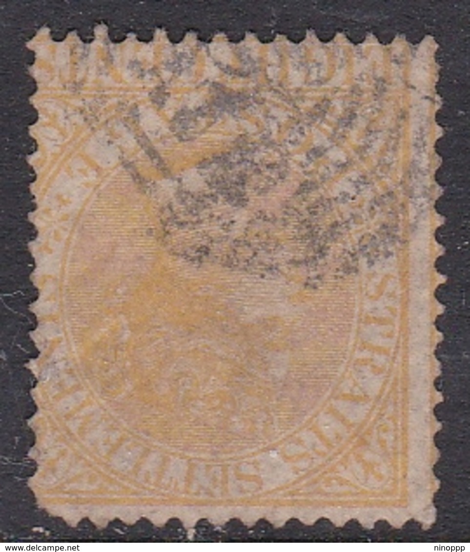 Malaysia-Straits Settlements SG 14 1867 Queen Victoria 8c Yellow, Used - Straits Settlements